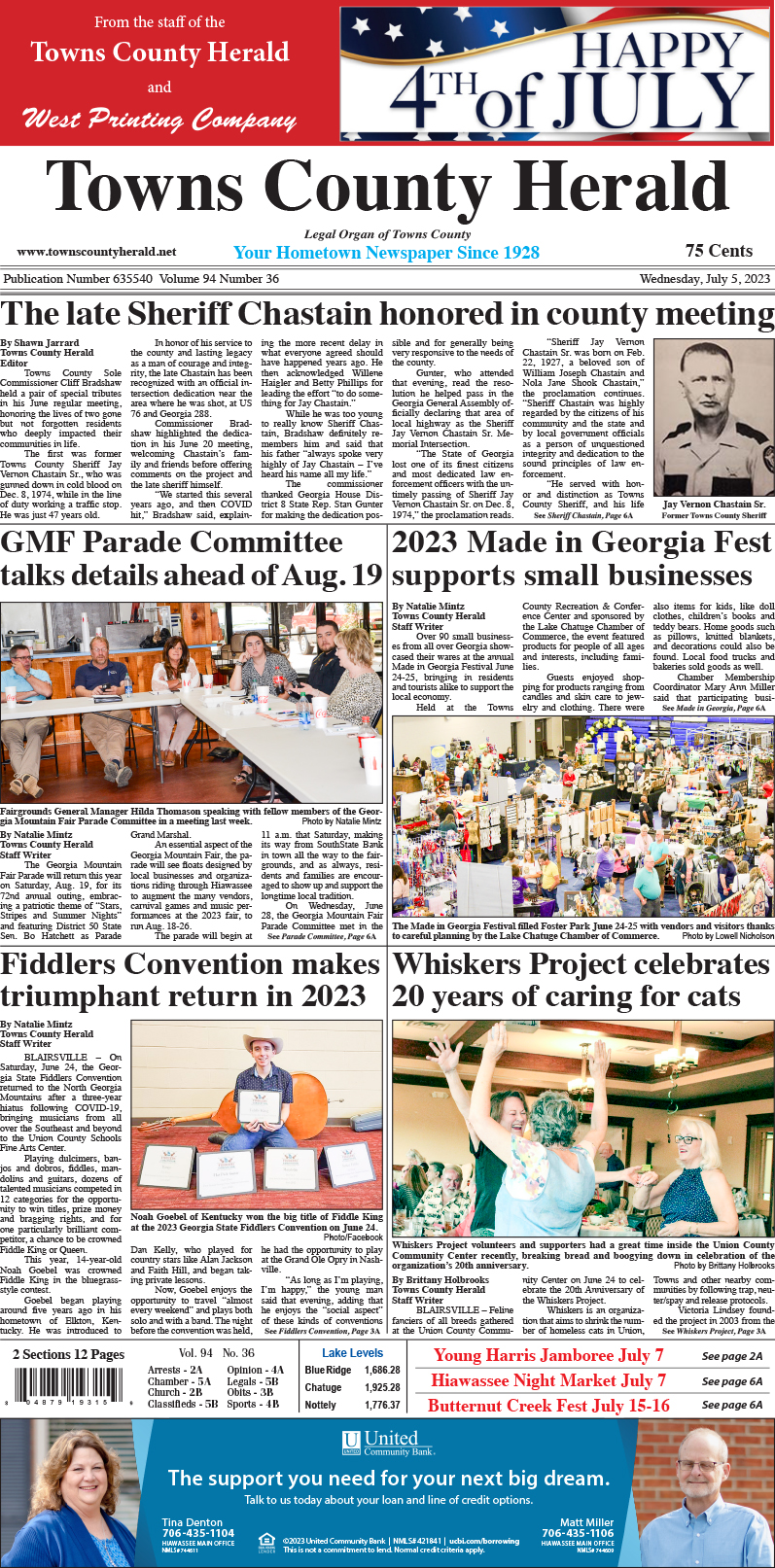 Towns County Herald - Hiawassee and Young Harris News